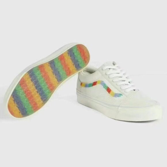 NIB Authentic Gucci x Vans Vault Suede OG Old Skool Rainbow Sneaker Trainer - Picture 7 of 9